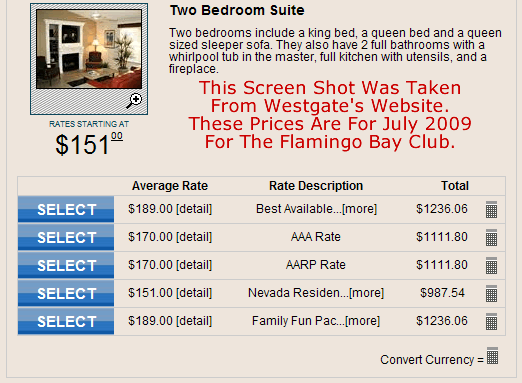 Timeshare Comparison Chart